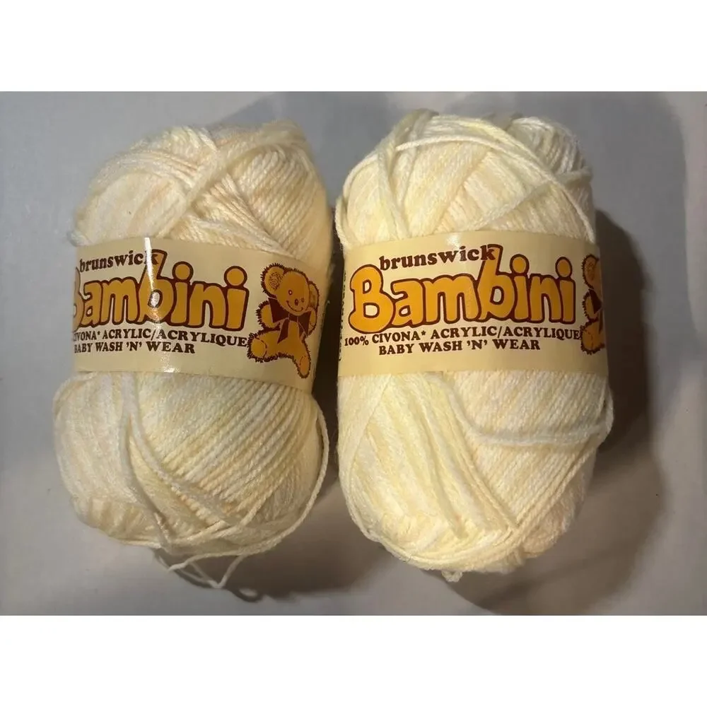 Lot Of 4 Vintage Brunswick Bambini Yarn Blissful Blue 2102 Dapple Apricot 2194
